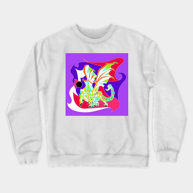 purple kaiju manticore ecopop monster art Crewneck Sweatshirt by jorge_lebeau